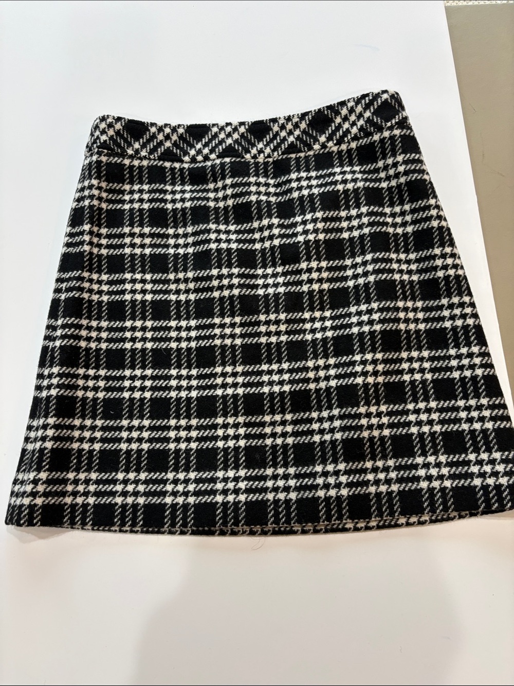 J. Crew Black and White Checkered Pencil Skirt